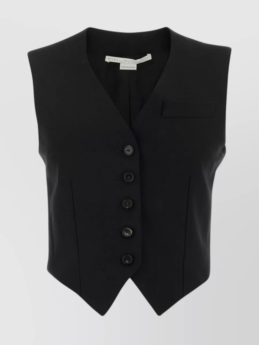 Shop Stella Mccartney Sleeveless Wool V-neck Vest In Black
