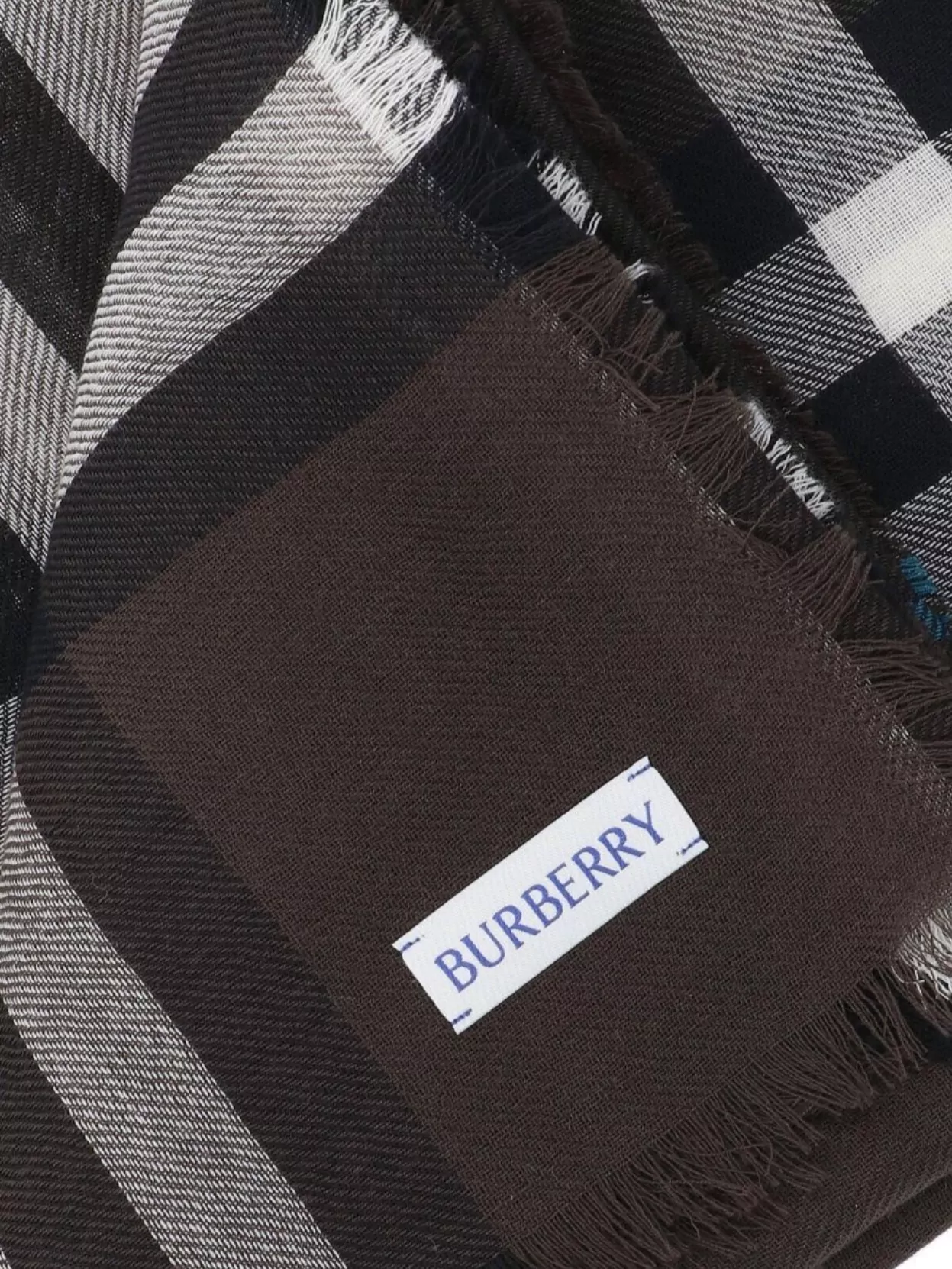 Burberry Check Pattern Fringed Edges Scarf