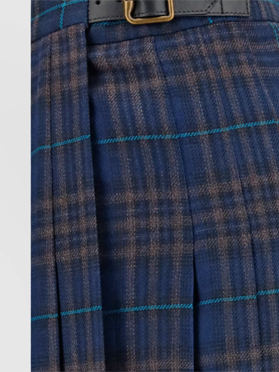 Burberry Checked Wool-Blend Pleated Midi Skirt