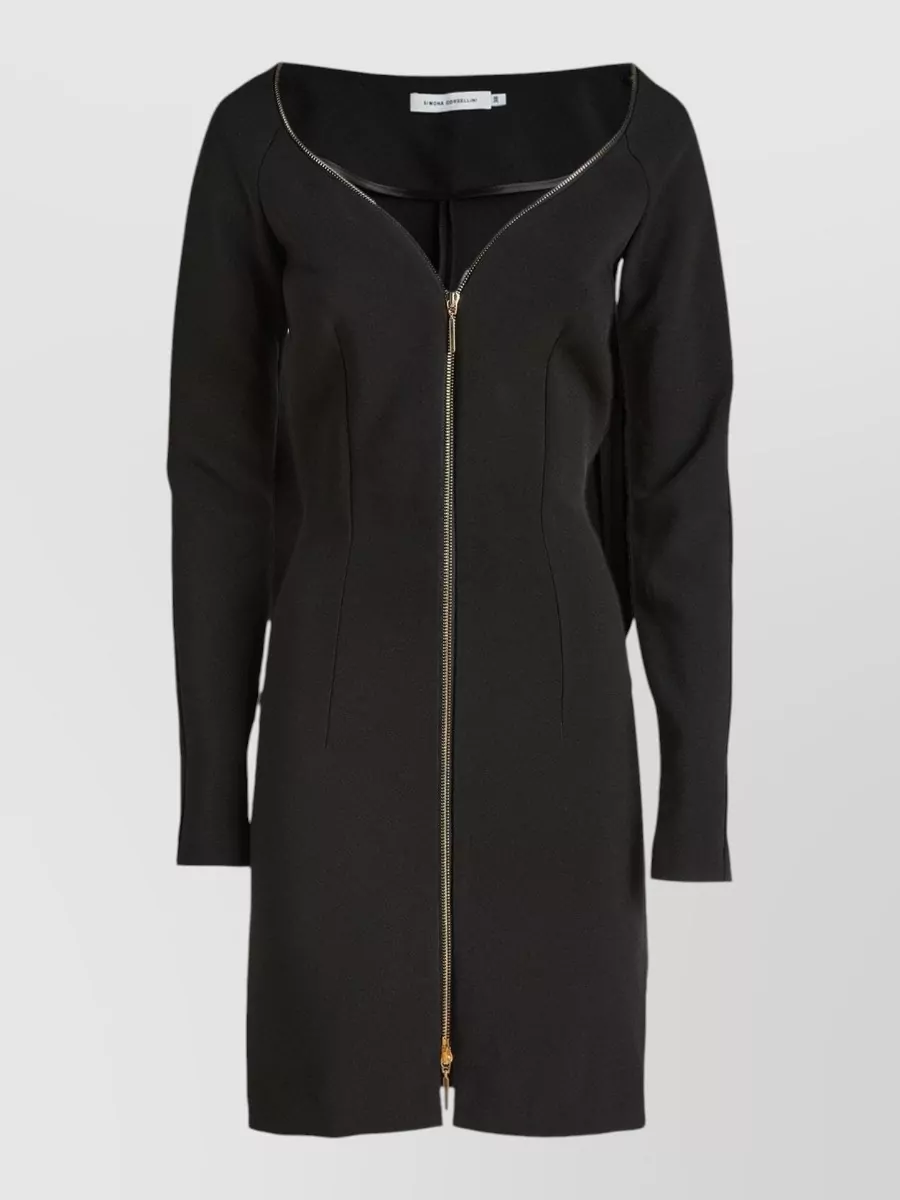 Simona Corsellini Wide neck long sleeve knee-length dress