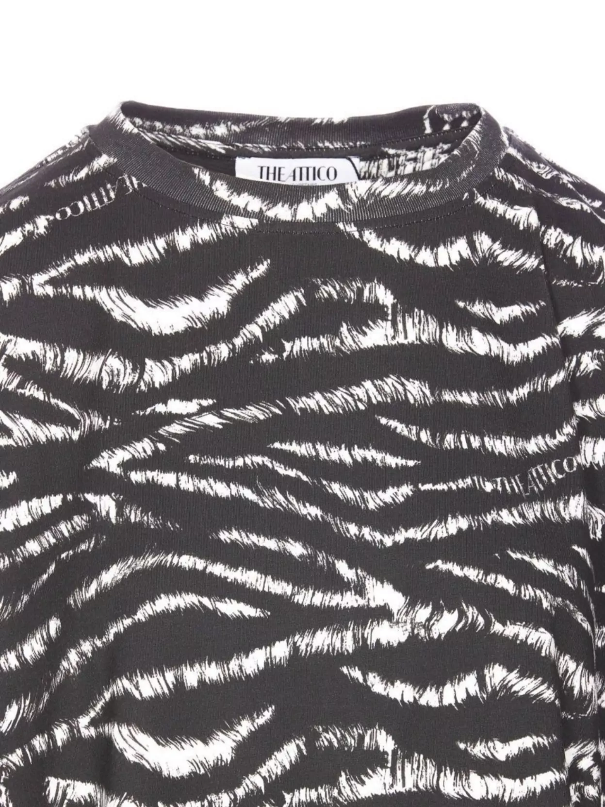 Attico Asymmetric Zebra Print Crewneck Top