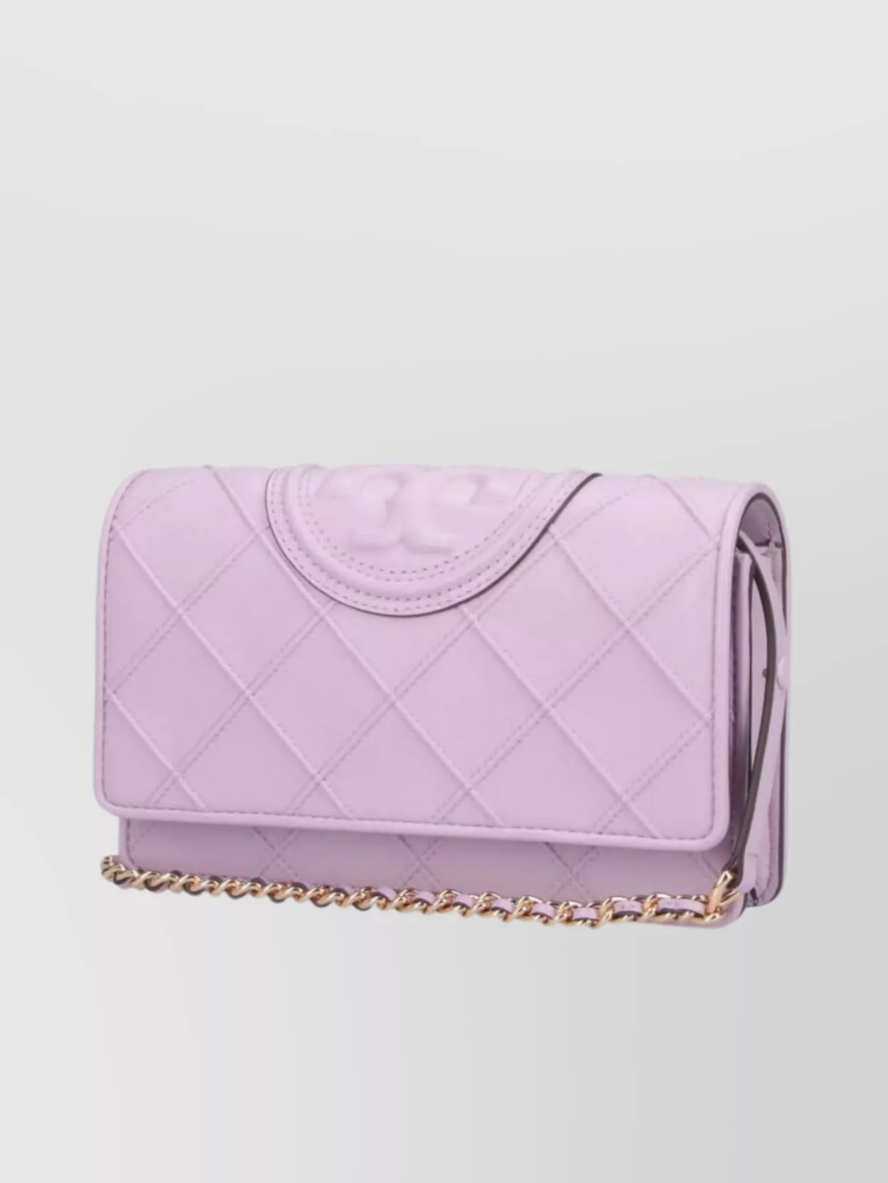 Tory Burch Fleming Chain Wallet In Purple