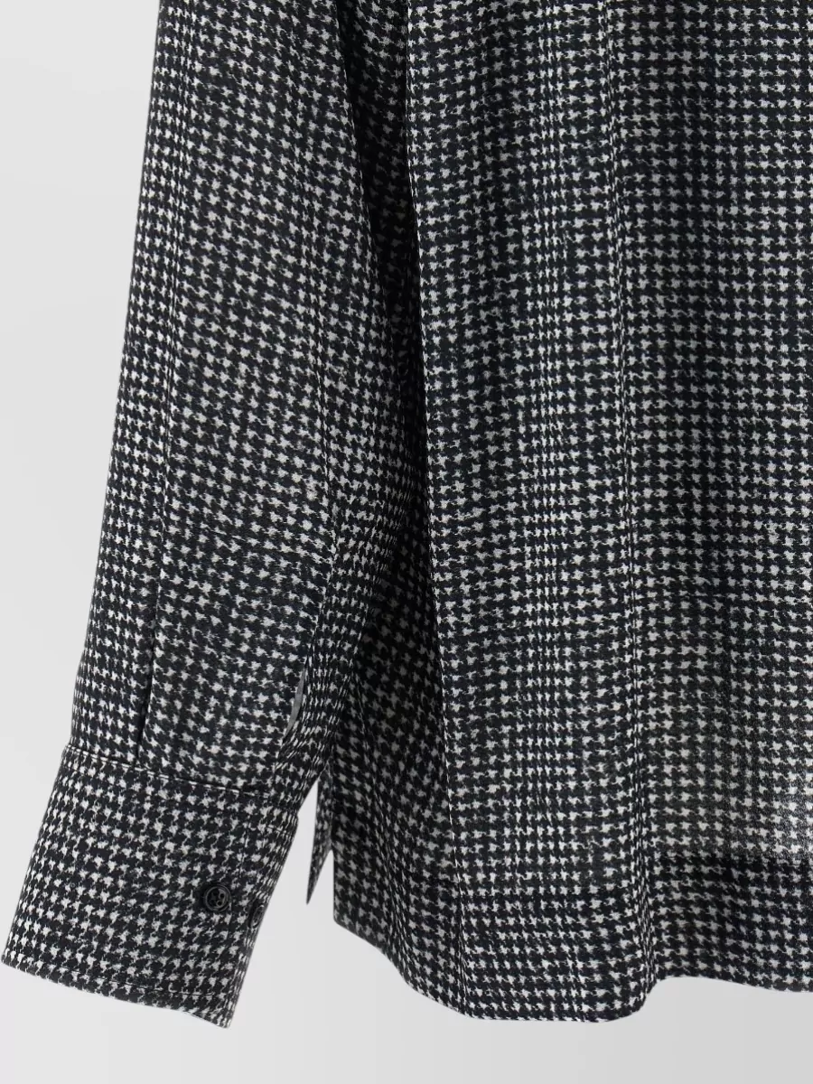 Ermanno Scervino Houndstooth Long Sleeve Rhinestone Shirt