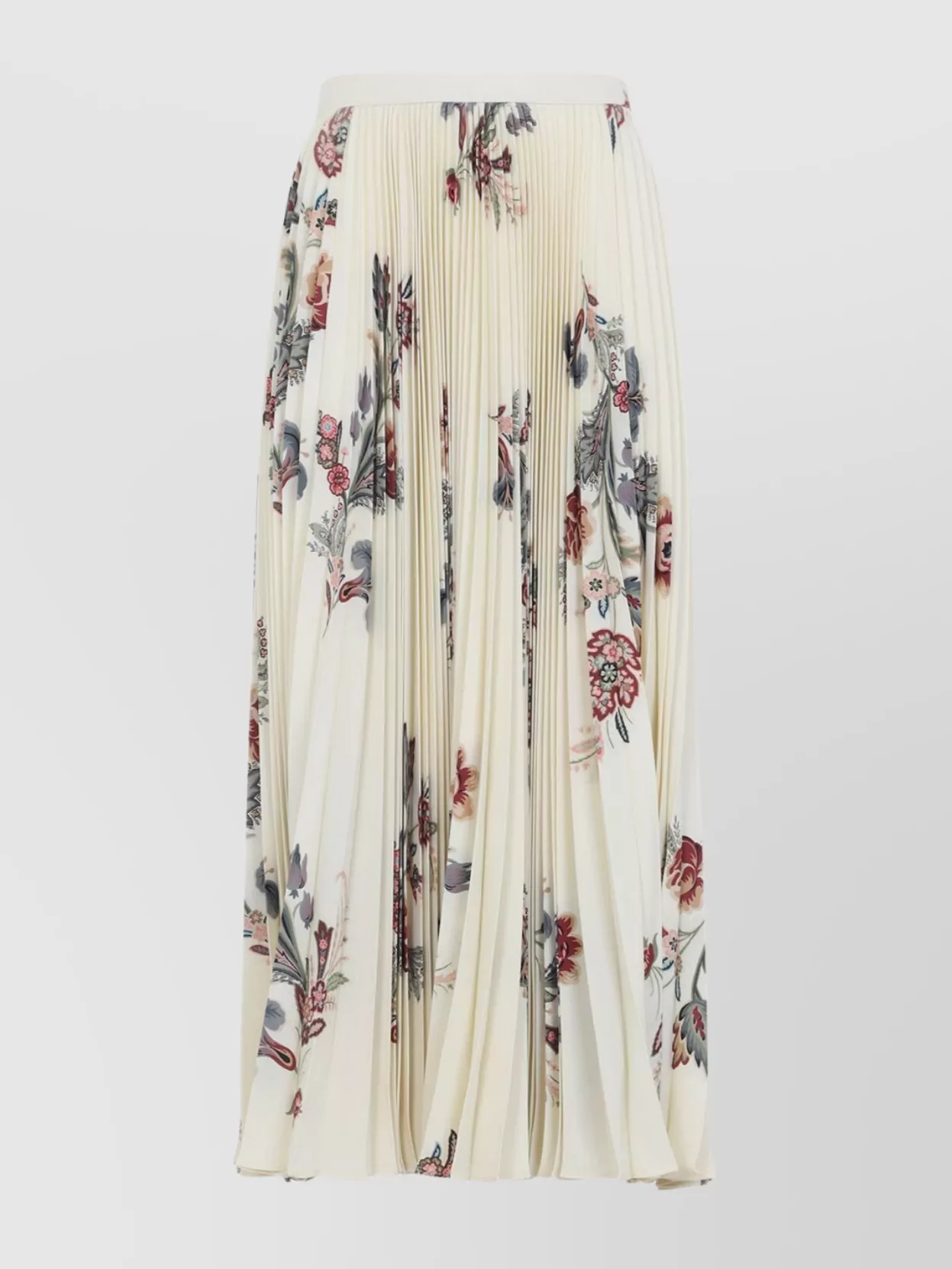 Etro Pleated Floral-print Skirt In White