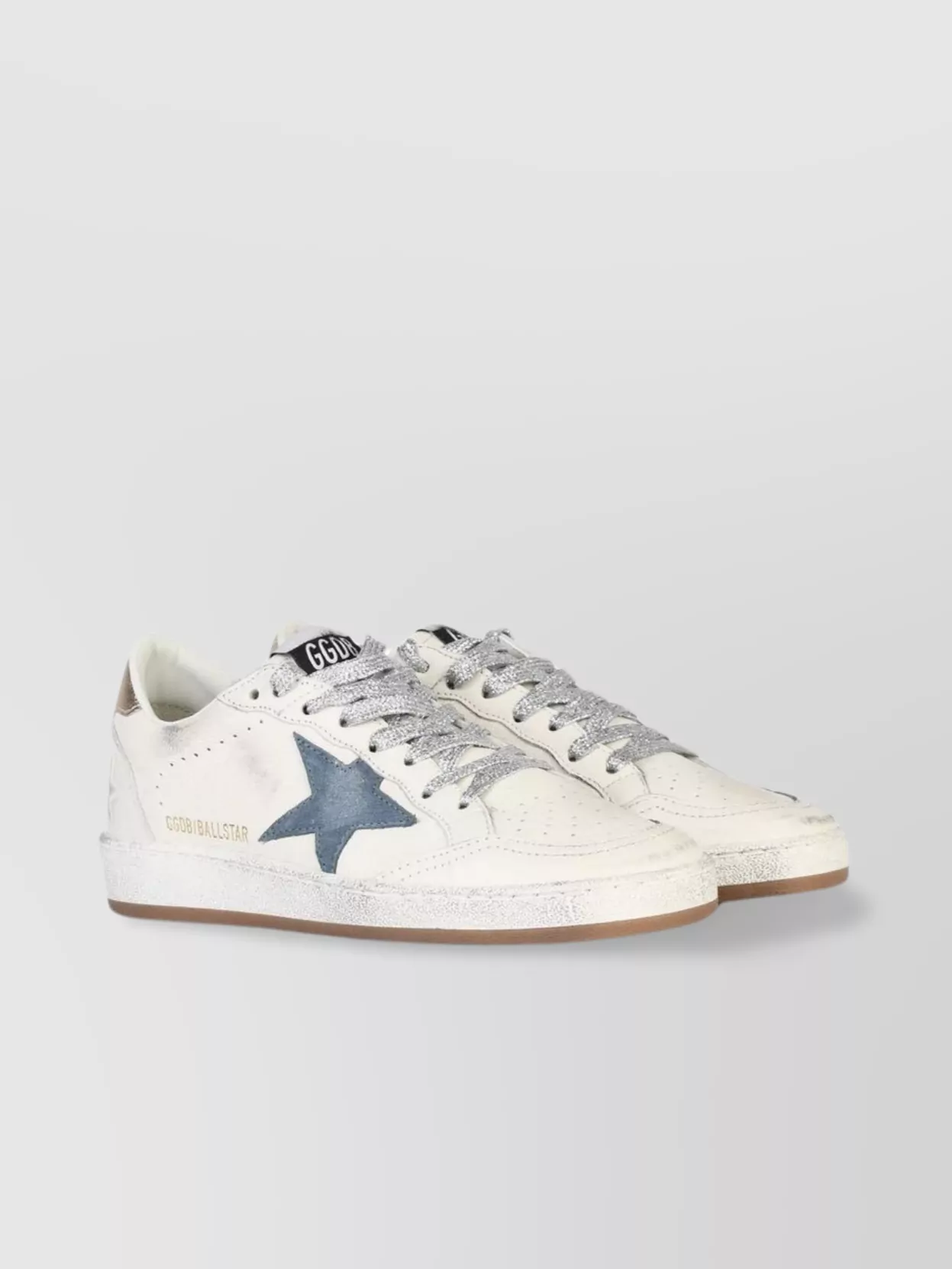 Golden Goose 'star Appliqué' Distressed Leather Sneakers In Neutral