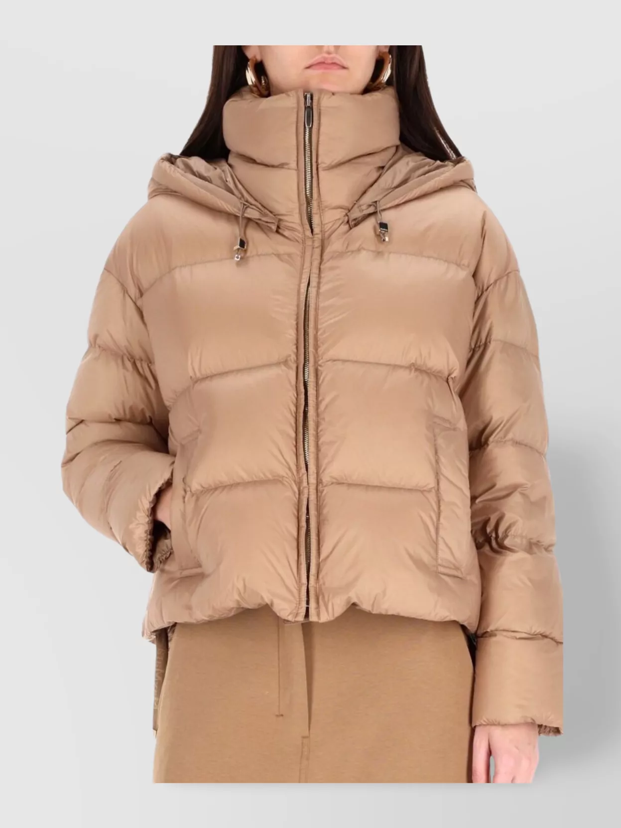 S Max Mara Hooded Quilted Jacket Long Sleeve Design