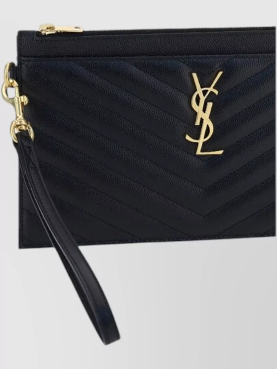 Saint Laurent Cassandre Large Leather Clutch Bag