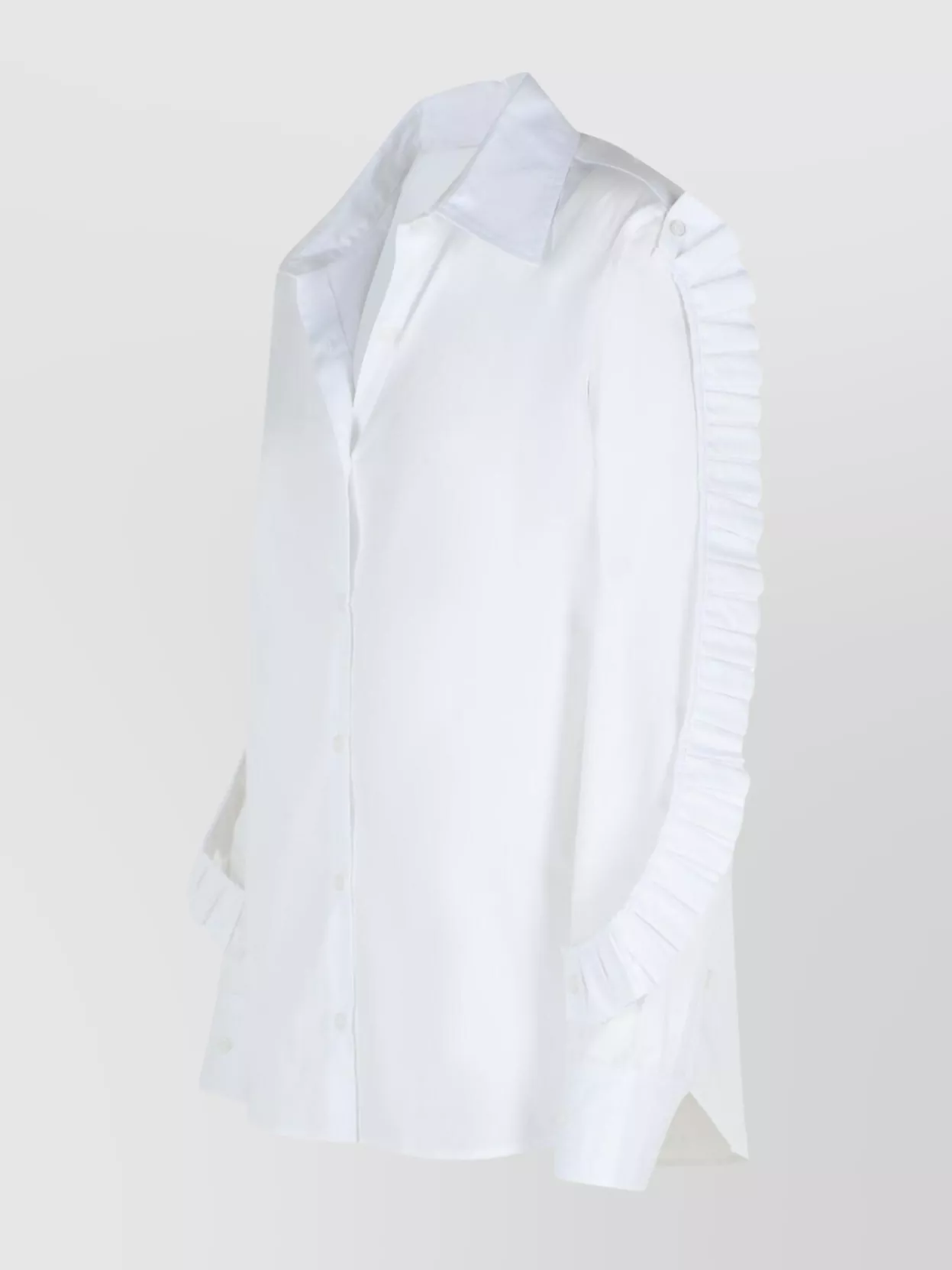 Coperni Long Sleeve Cotton Shirt With Ruffle Detail