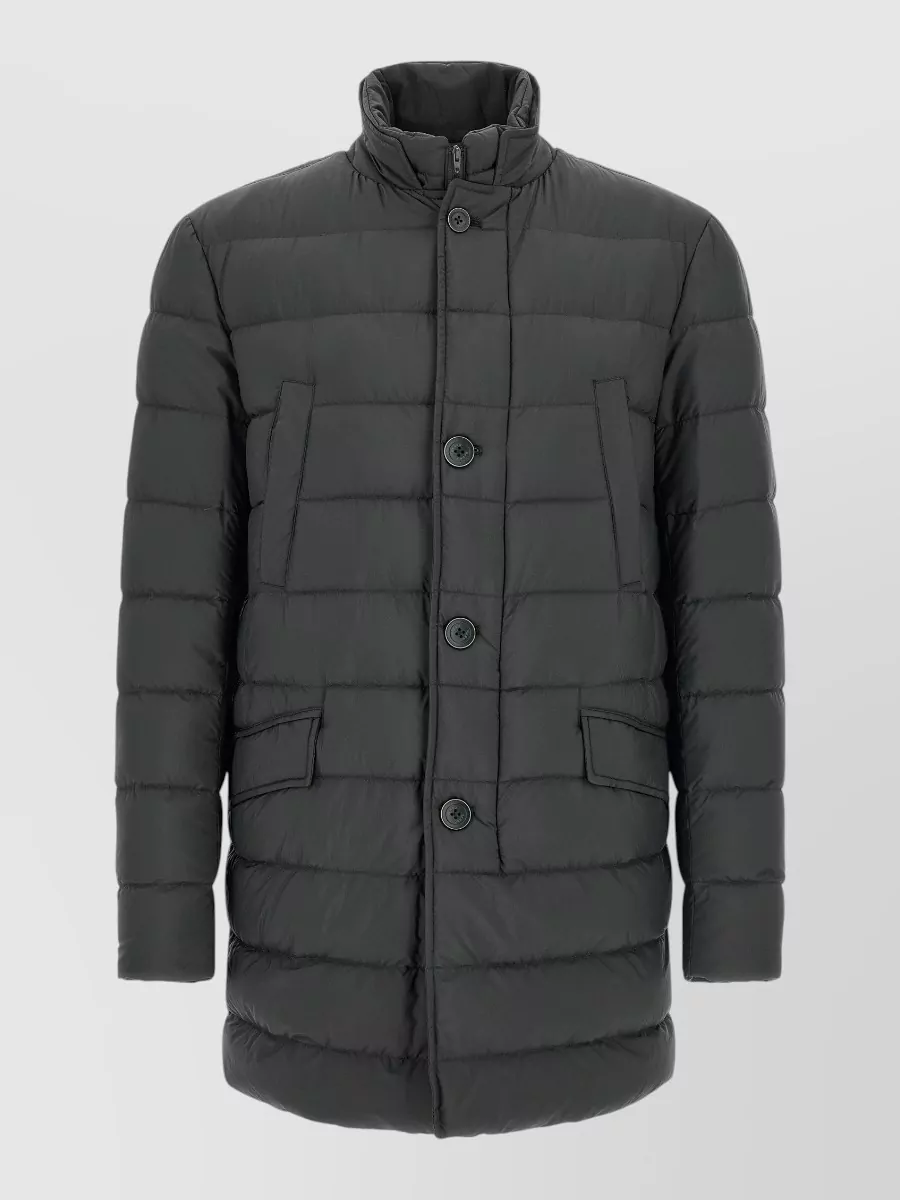 Herno Il Cappotto Hooded Down Jacket High Collar In Black