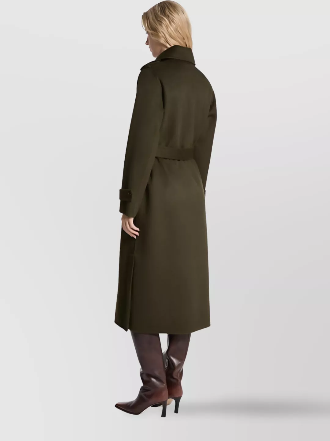 Michael Kors Double-Breasted Long Coat Belted At Waist