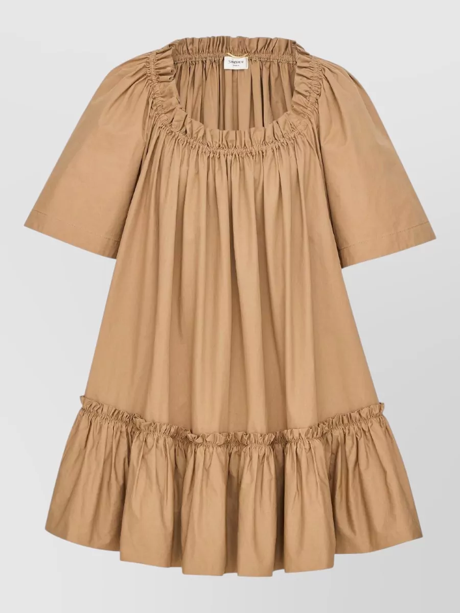 Saint Laurent cotton ruffled mini dress