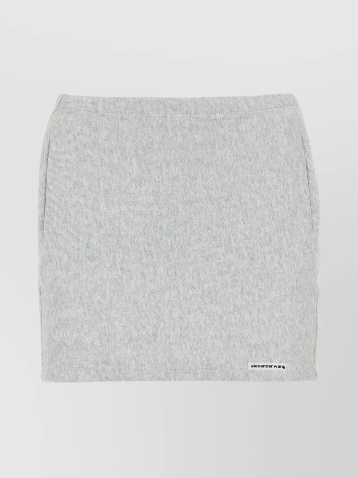 Shop Alexander Wang Cotton Mini Skirt With Elastic Waist And Front Slit Pockets In Grey