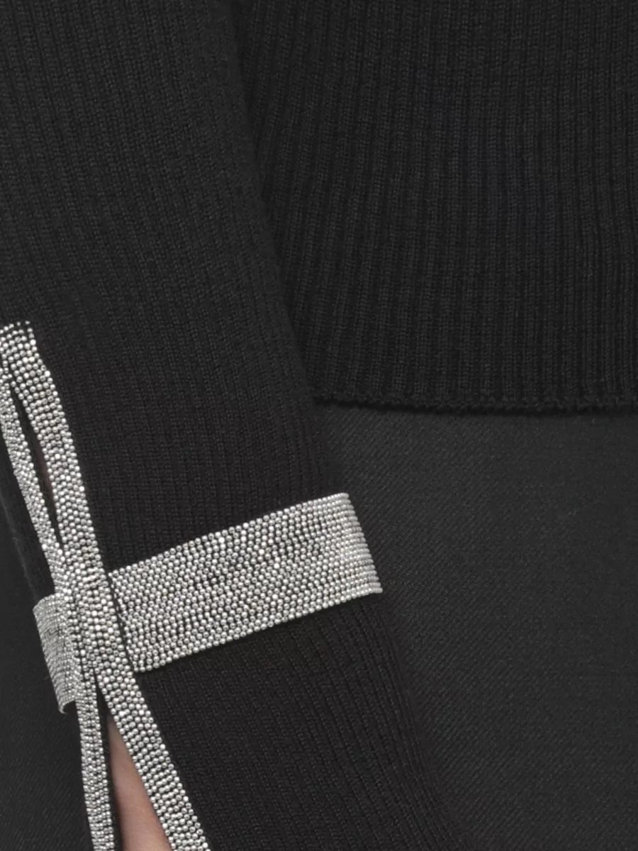 D.exterior Wool Ribbed High Neck Long Sleeve Sweater
