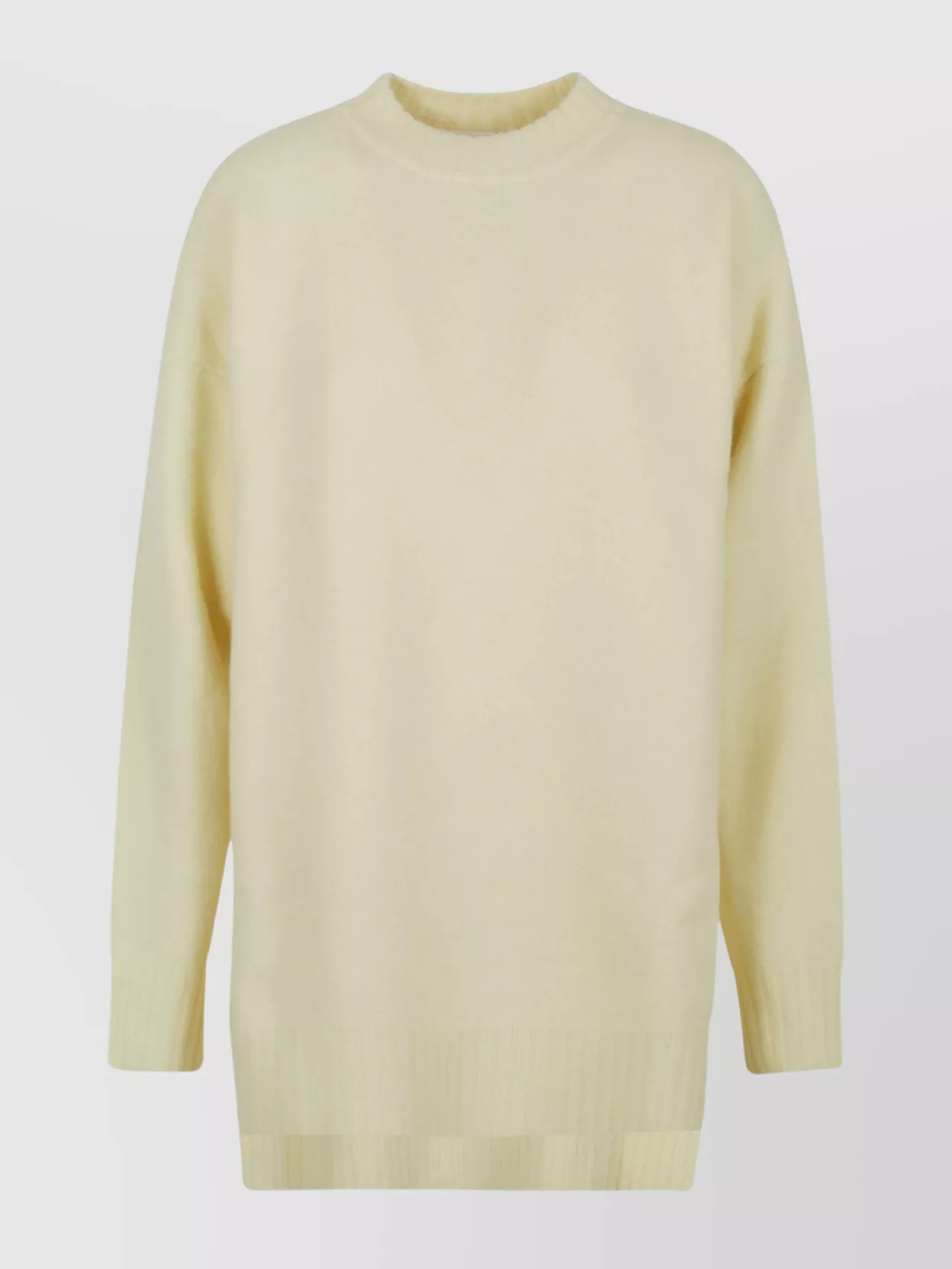 Jil Sander Dropped Shoulder Over Sweater With Asymmetric Hem In Beige