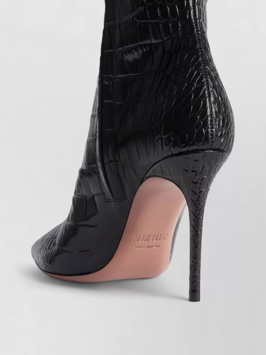 Paris Texas Leather Crocodile-Effect Knee-High Boots