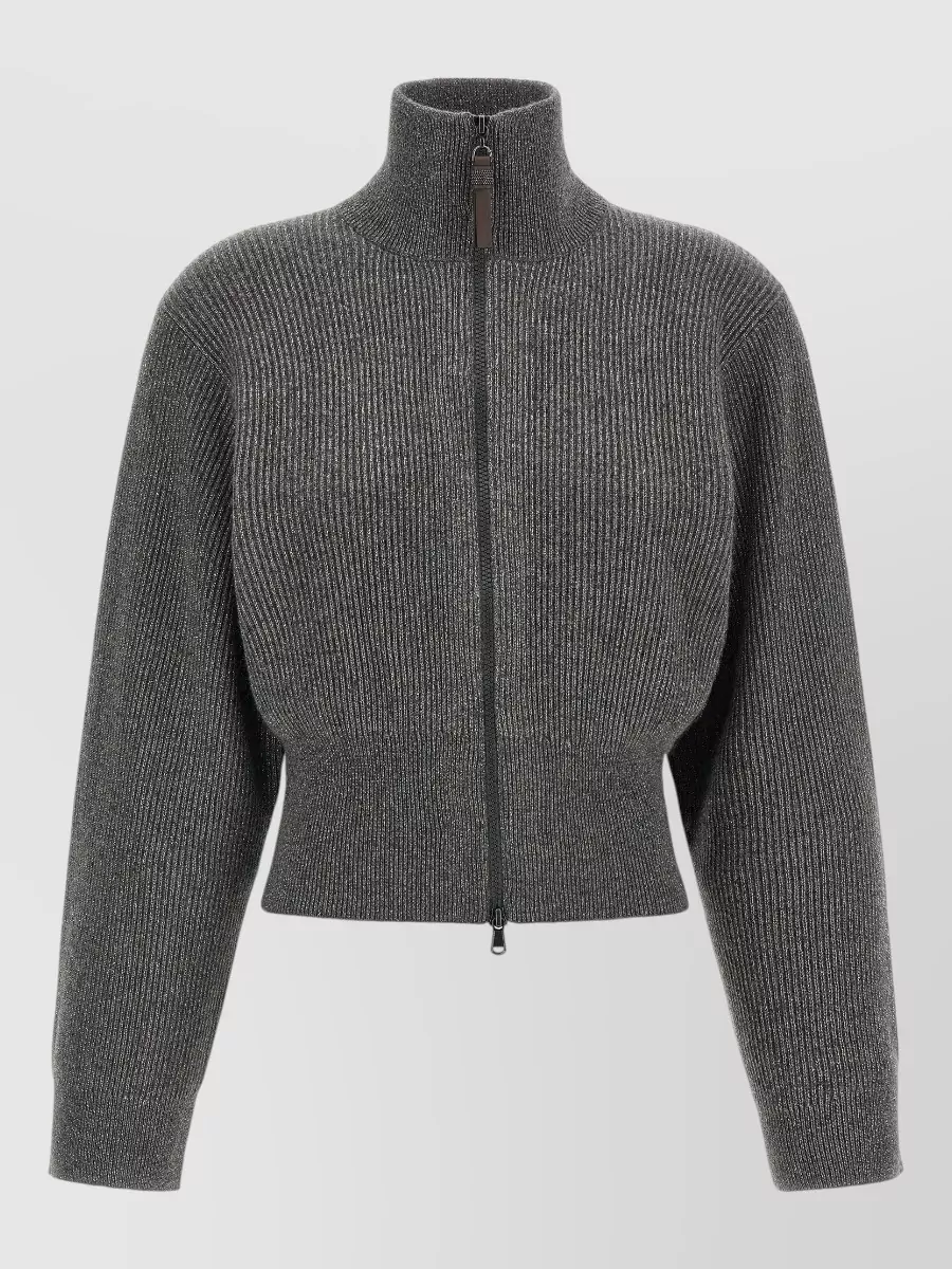 Brunello Cucinelli cashmere ribbed cropped zip-up cardigan