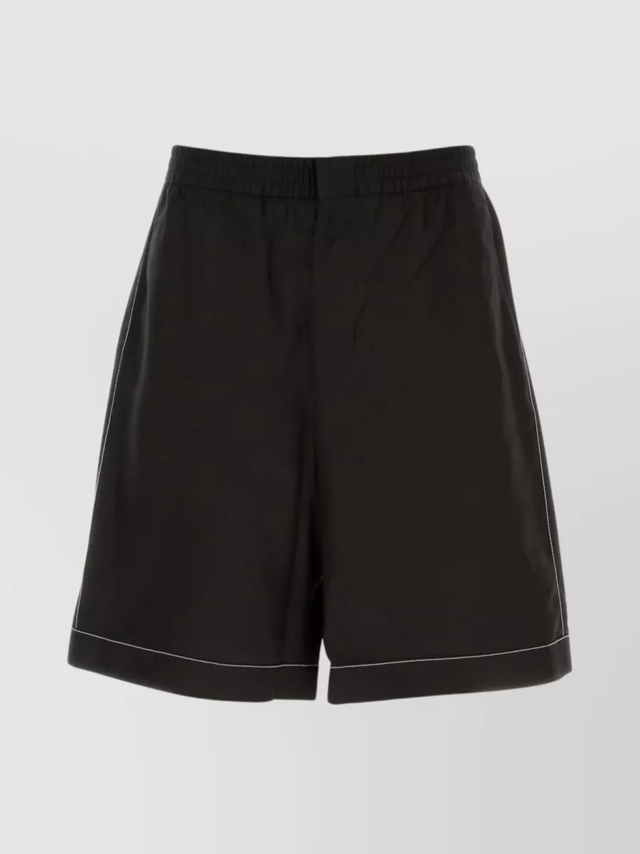 Shop Prada Contrasting Trim Silk Bermuda Shorts In Black