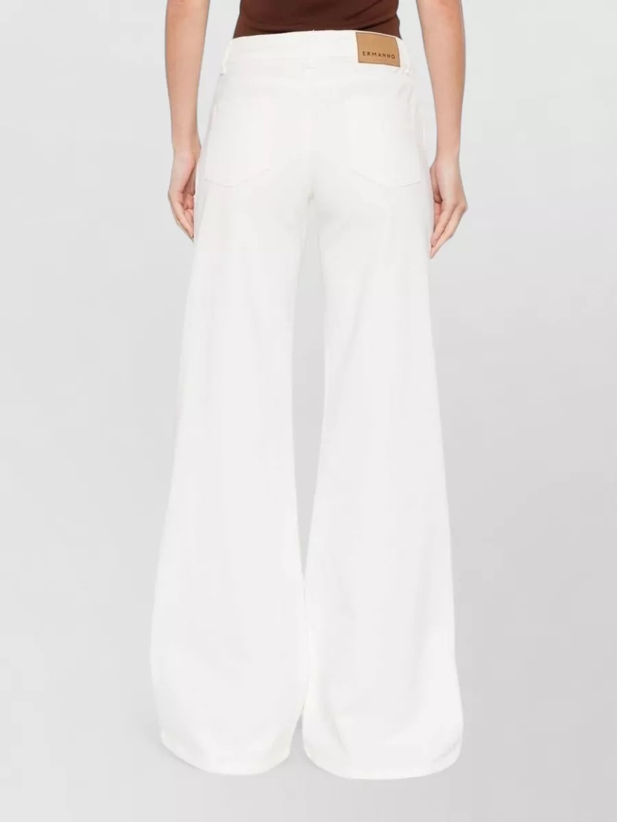 Ermanno Firenze Embroidered Denim Wide-Leg Trousers