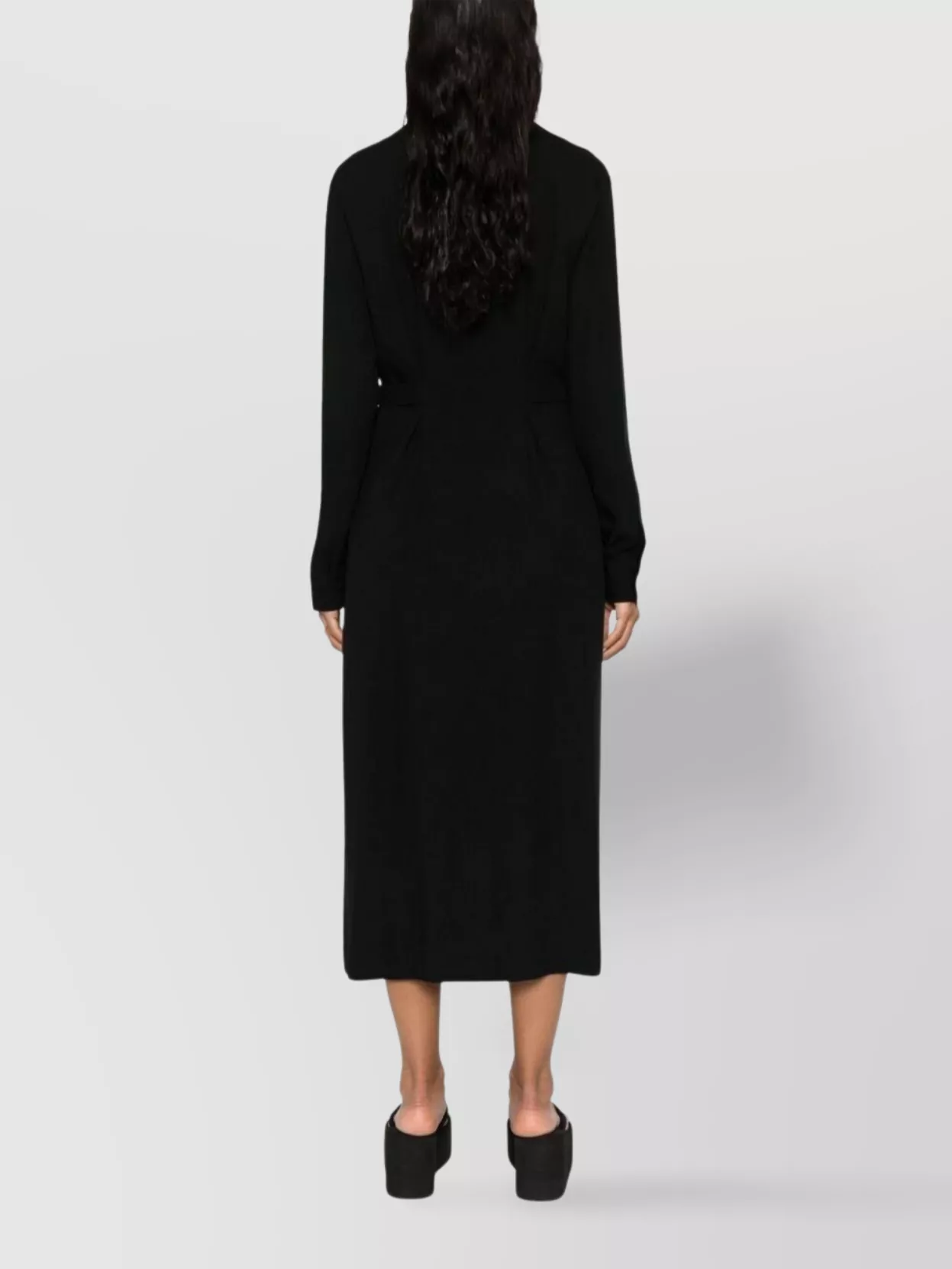 Moschino Midi Dress With Long Sleeves And Chain Belt In Black