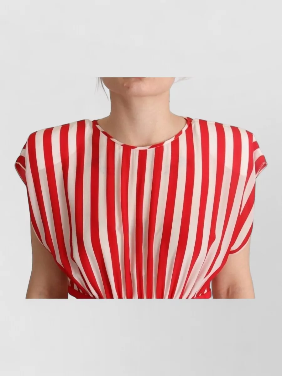 Dolce&Gabbana silk striped short-sleeve knee-length dress