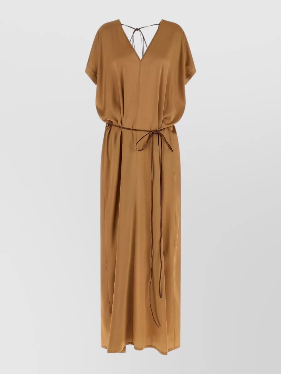 Di.La3 Pari' silk v-neck short-sleeve midi dress