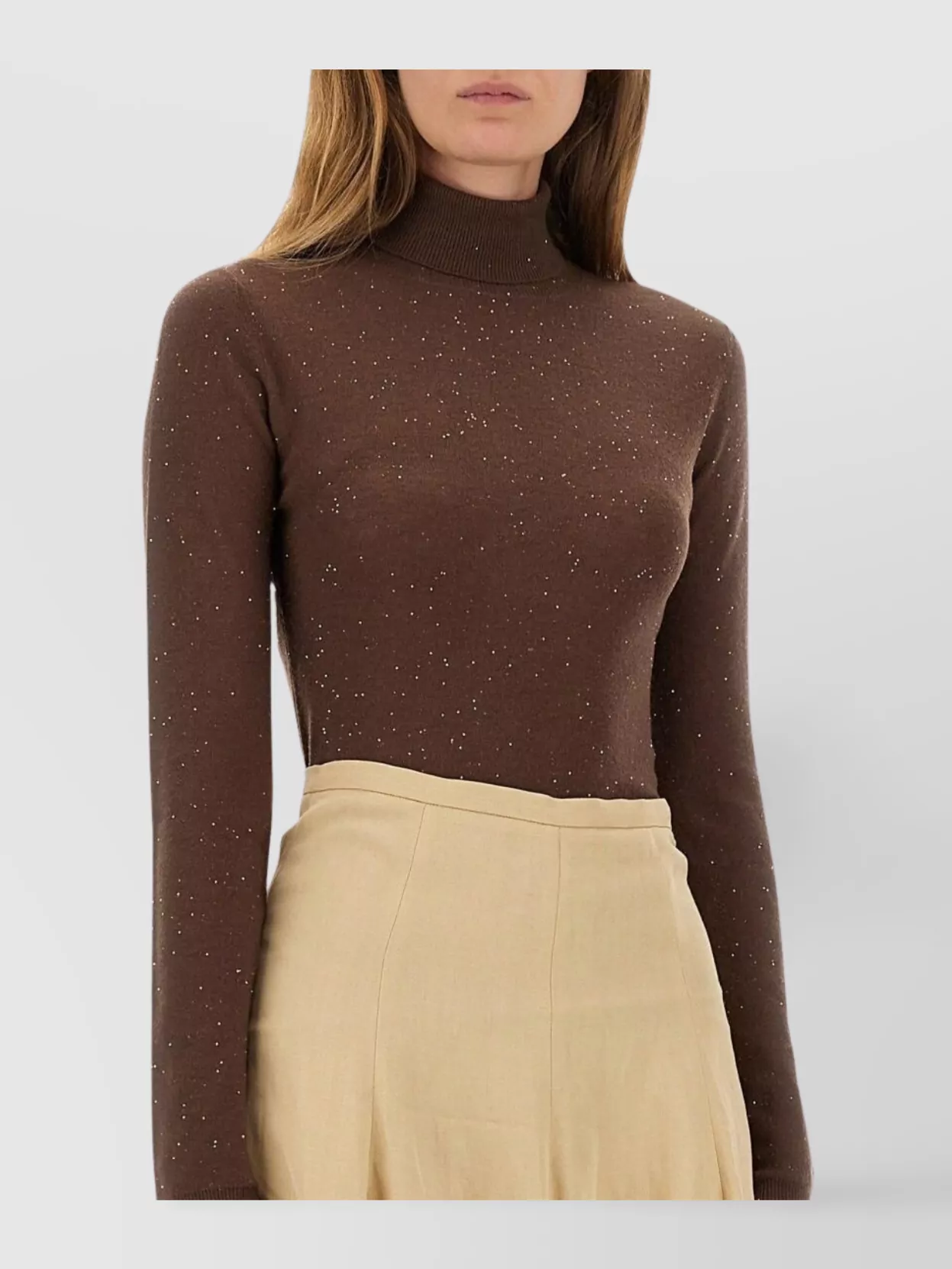 Fabiana Filippi Turtleneck Slim Fit Top With Sparkling Detail