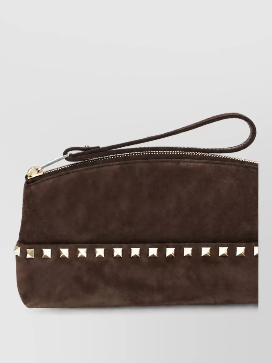 Valentino Garavani Rockstud Spike Suede Leather Clutch Bag