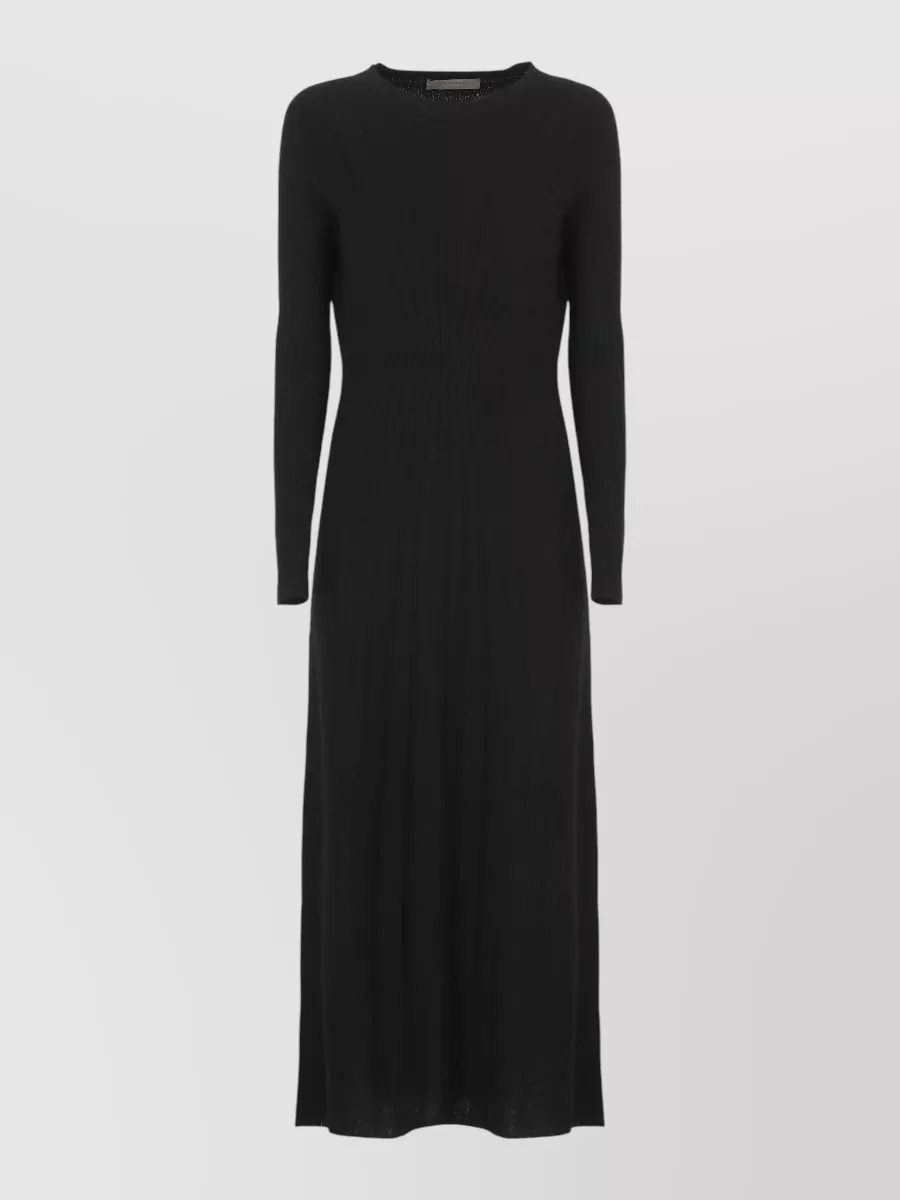 D.exterior Cashmere-Blend Long-Sleeve Round-Neck Maxi Dress