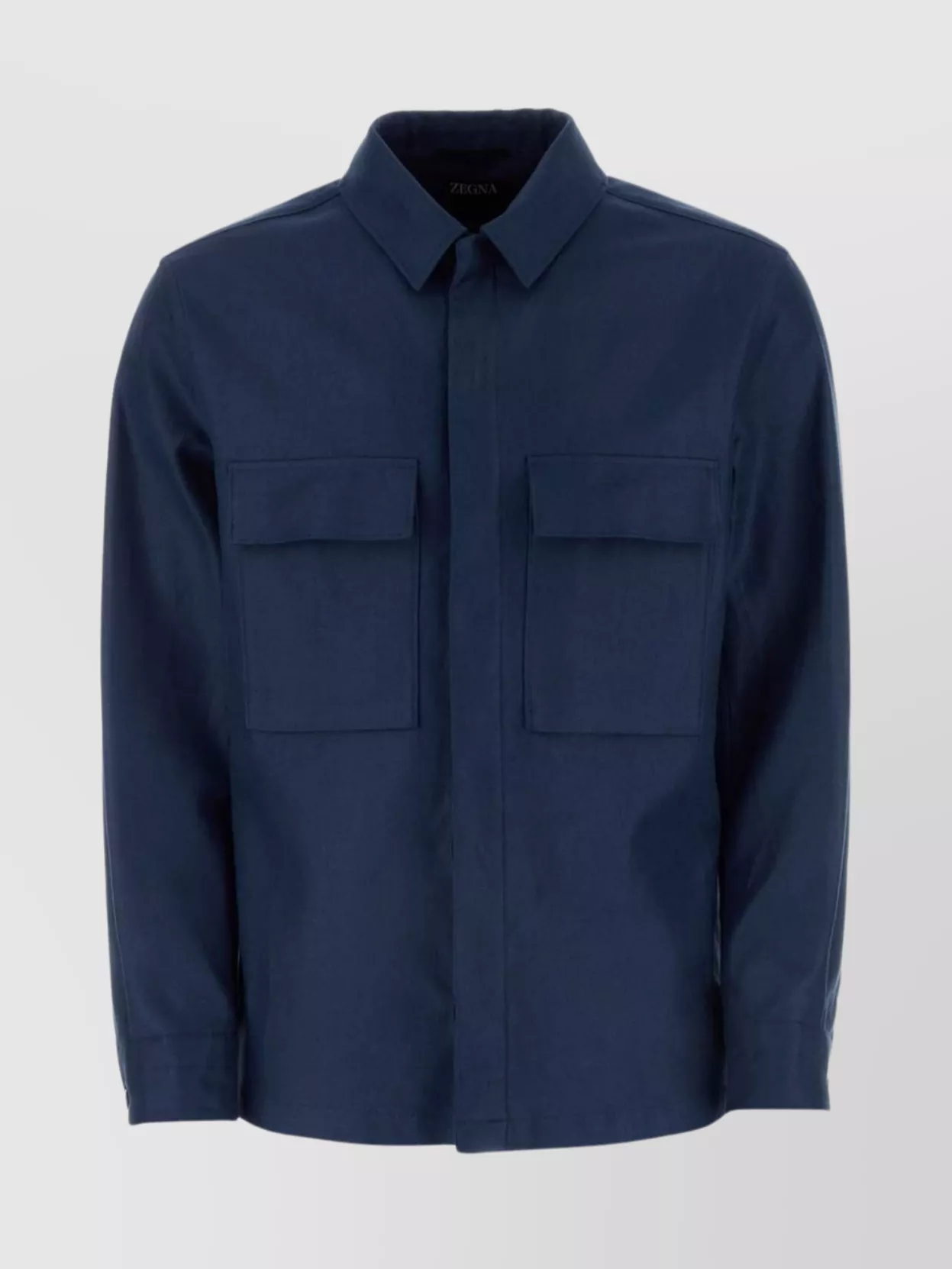 Shop Zegna Linen Shirt With Chest Pockets And Point Collar