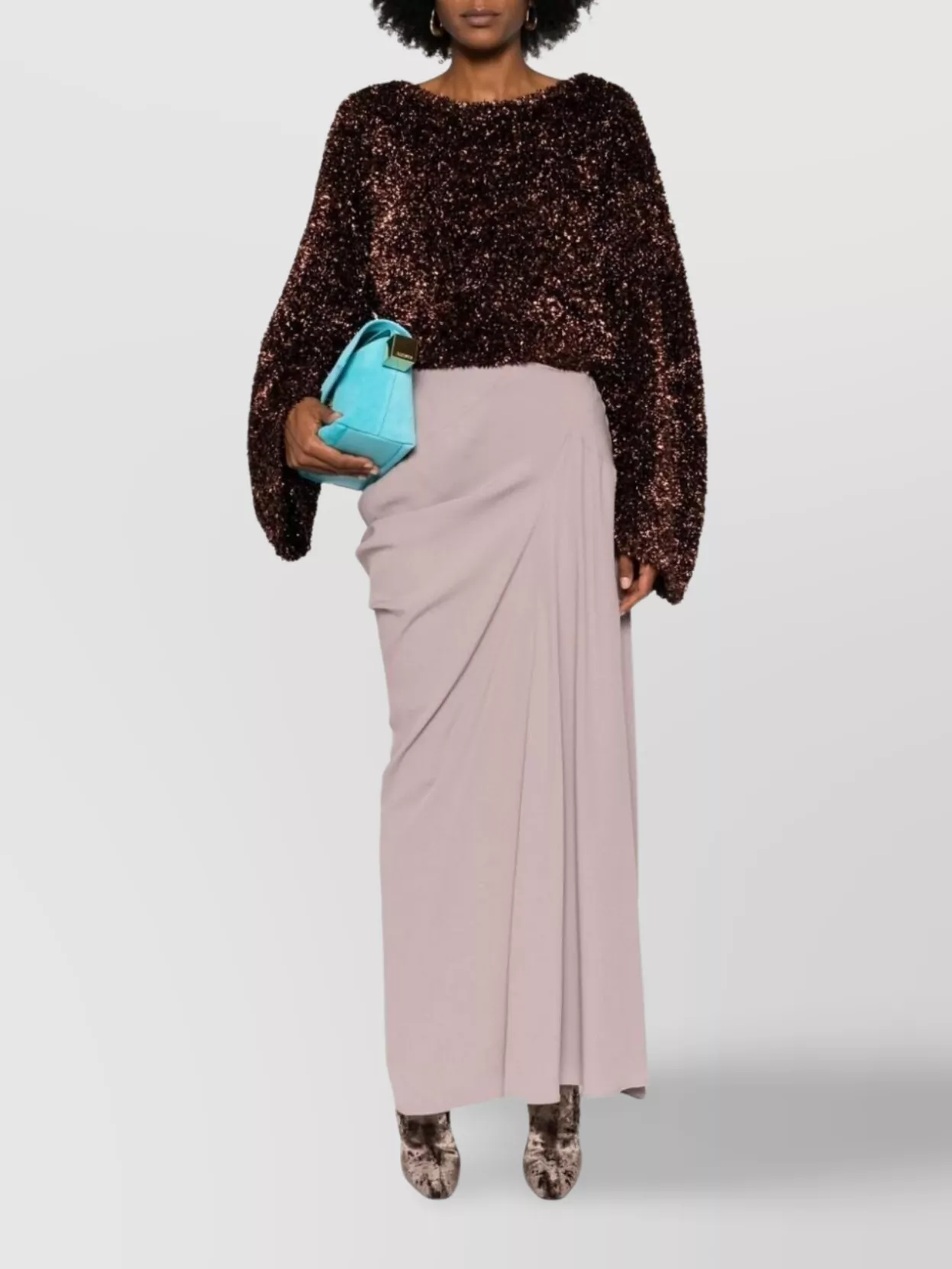 Dries Van Noten High Waist Maxi Skirt With Side Slit In Brown