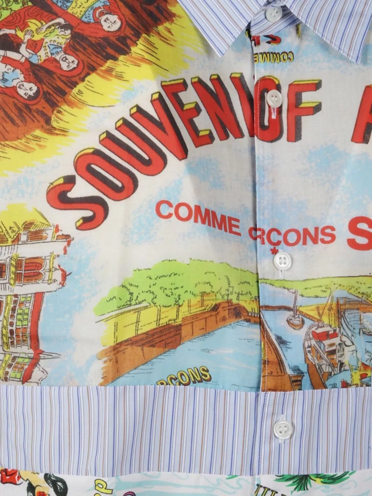 Comme Des Garçons Striped Patchwork Shirt Graphic Print