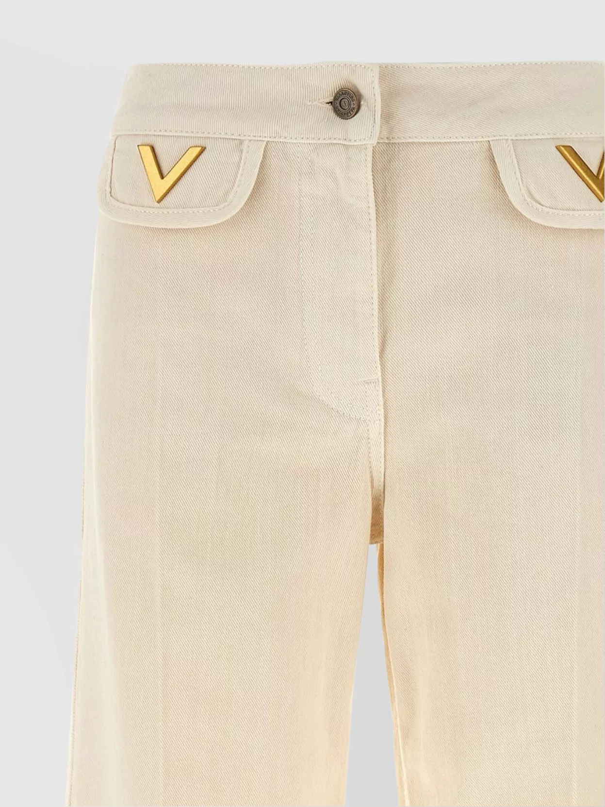 Valentino Vgold Low-rise Wide-leg Jeans In White