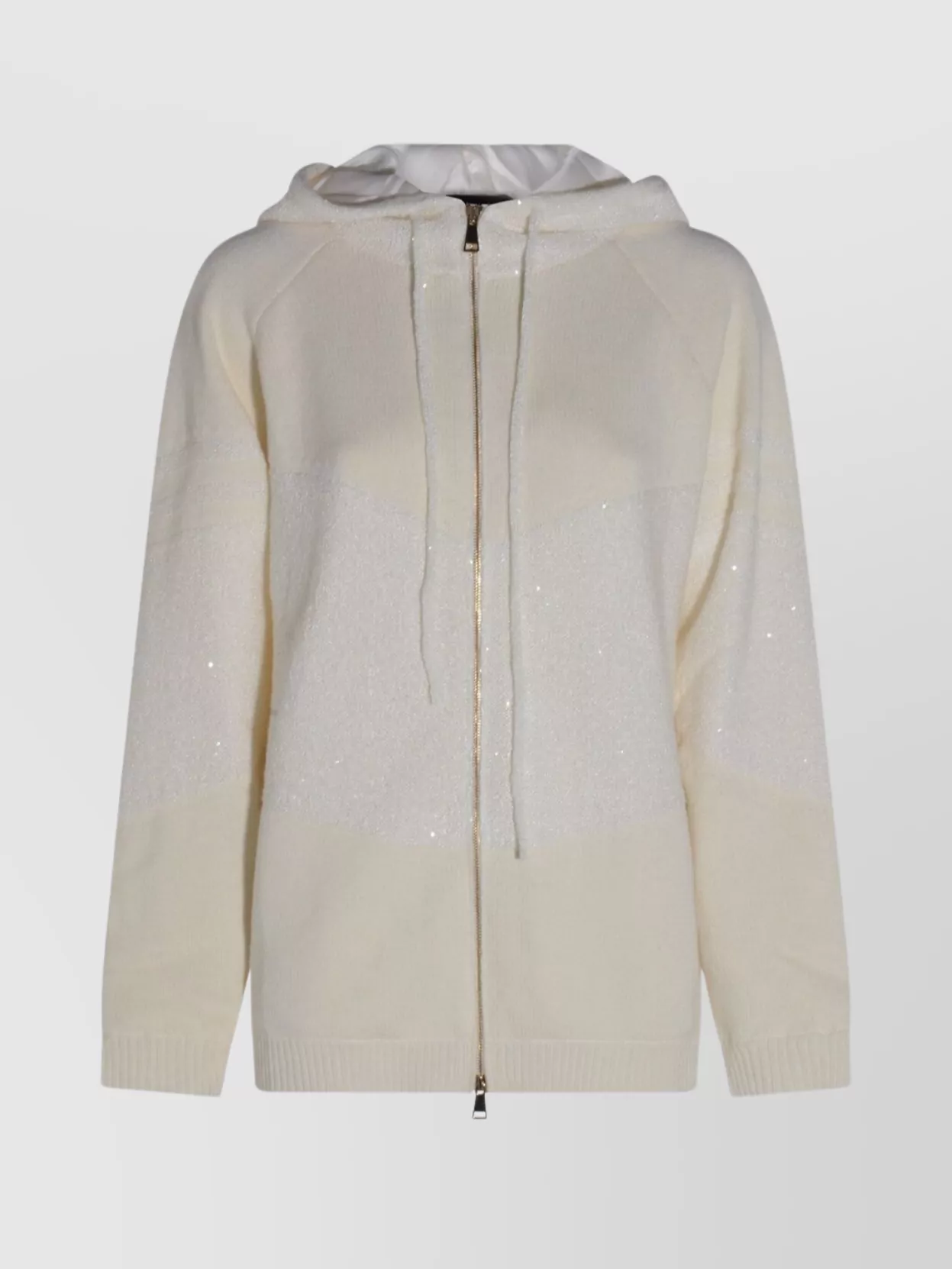 Fabiana Filippi Sparkling Hooded Long Sleeve Knitwear In Neutral