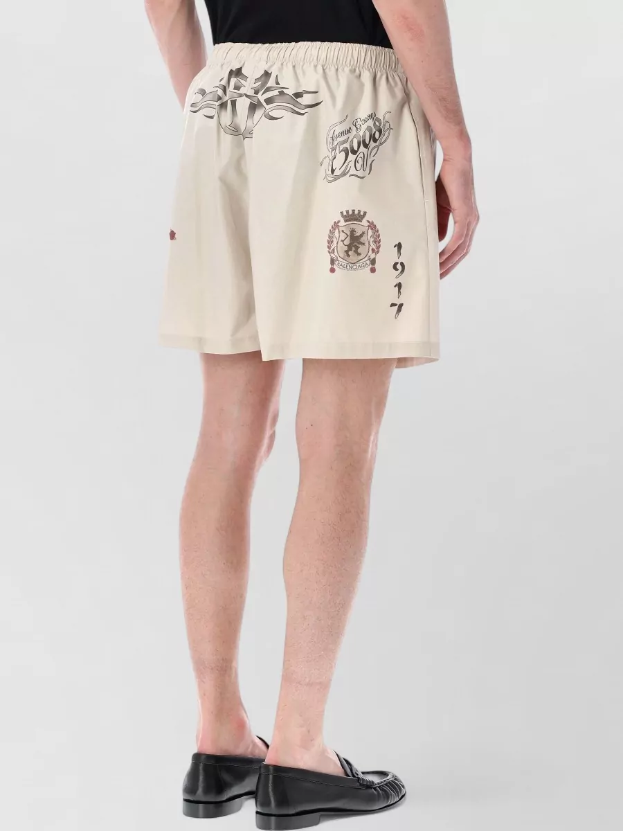 Balenciaga Graphic Print Large Fit Swim Shorts