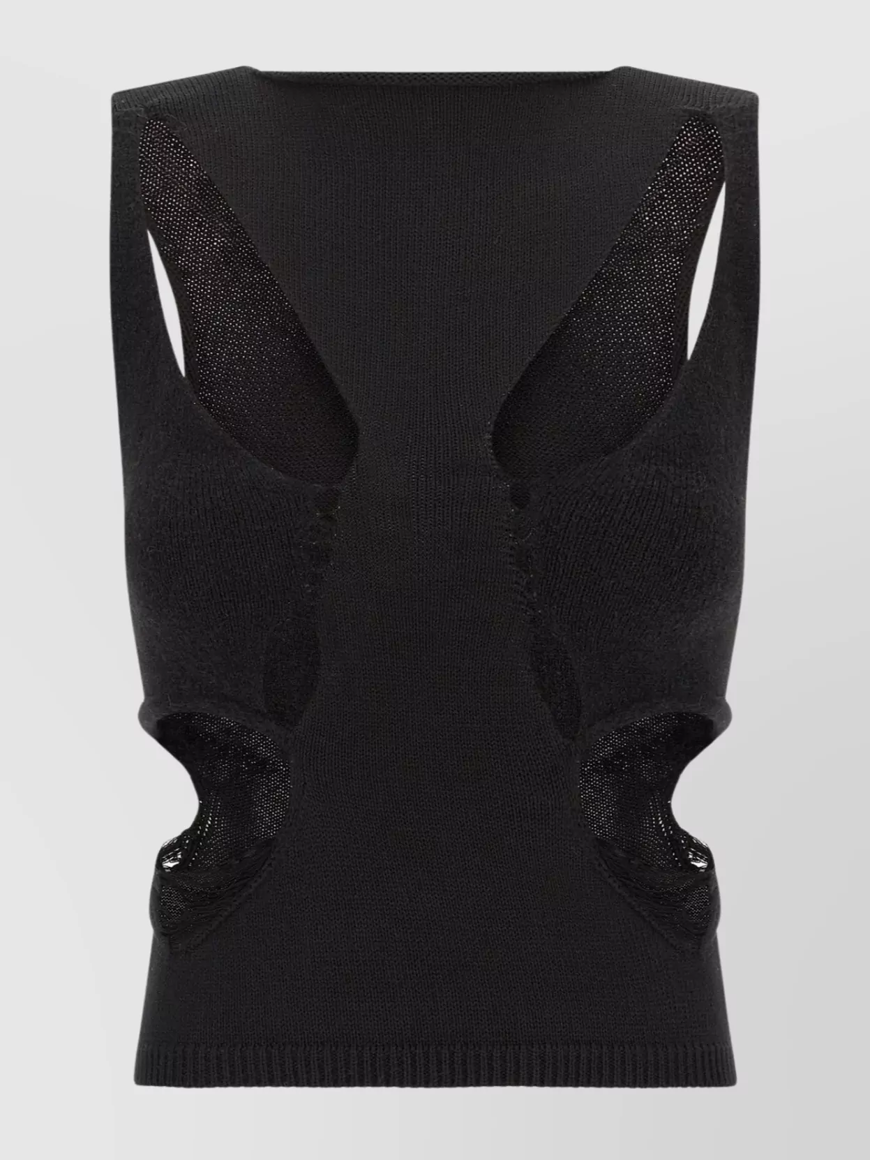 Rick Owens Sleeveless Top Featuring Cut-outs And Ribbed Hem In Black