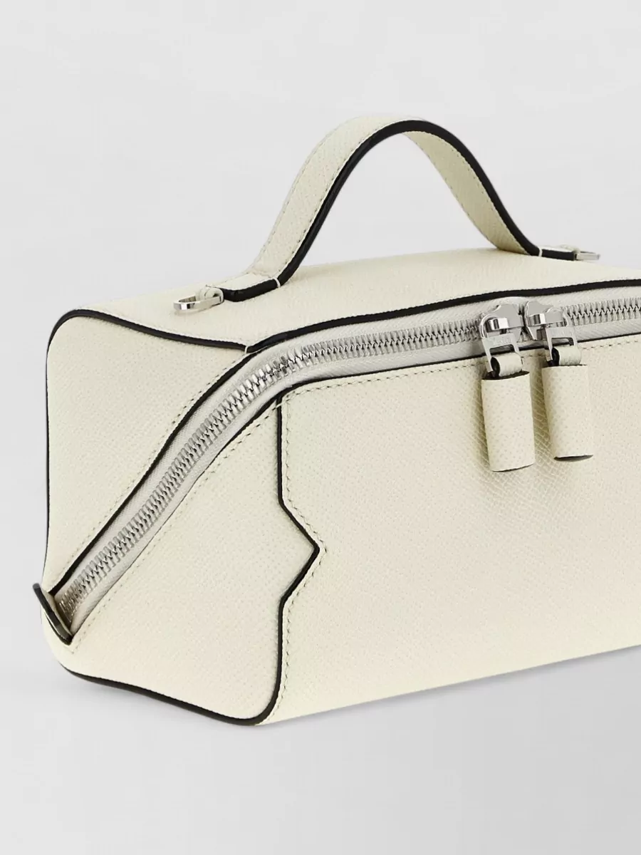 Valextra V Line Crossbody Bag Top Handle In Neutral