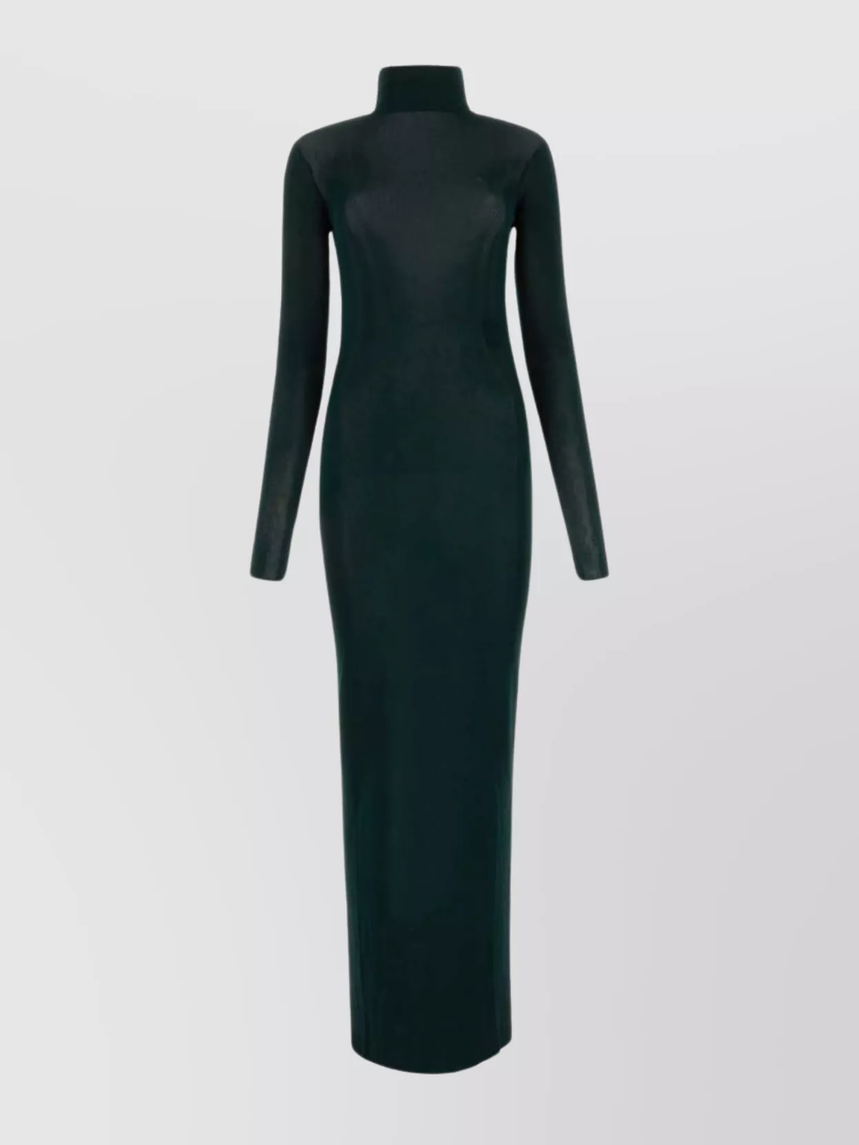 Shop Saint Laurent Viscose Long Dress With Sleeves And Turtleneck In Blue