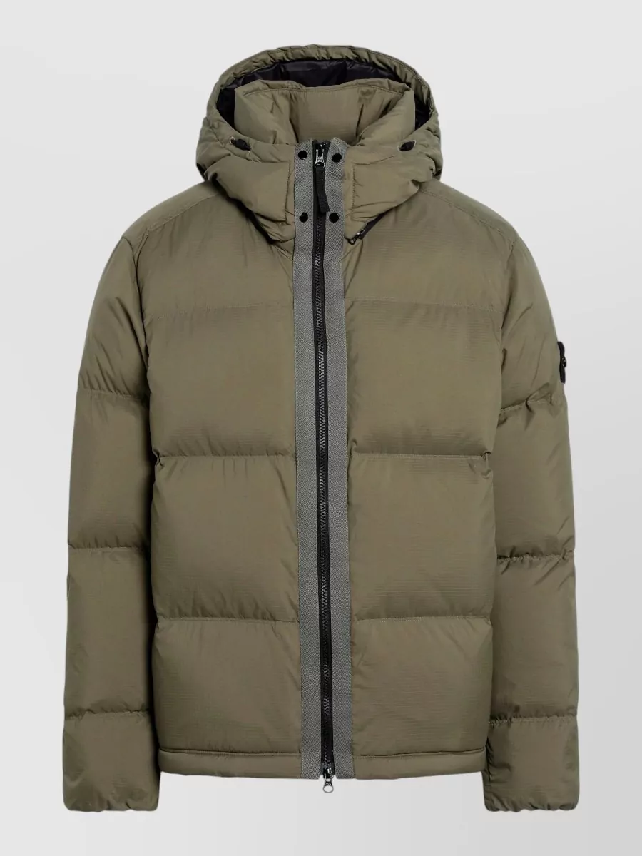 Stone Island ripstop hooded puffer jacket