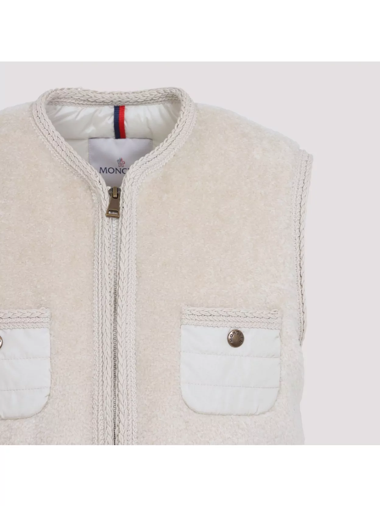 Moncler Textured Sleeveless Coat Featuring Pockets