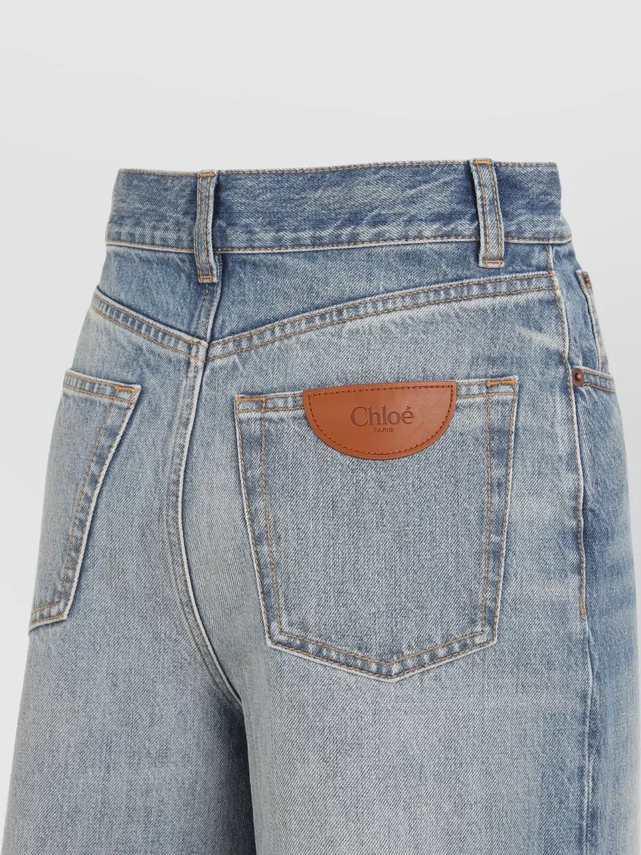 Chloé Wide Leg Jeans Belt Loops Five Pockets In Blue