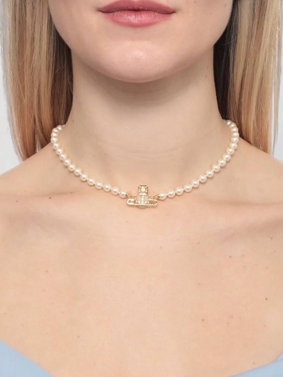 Vivienne Westwood Pearl Bead Necklace Adjustable Length Orb Pendant