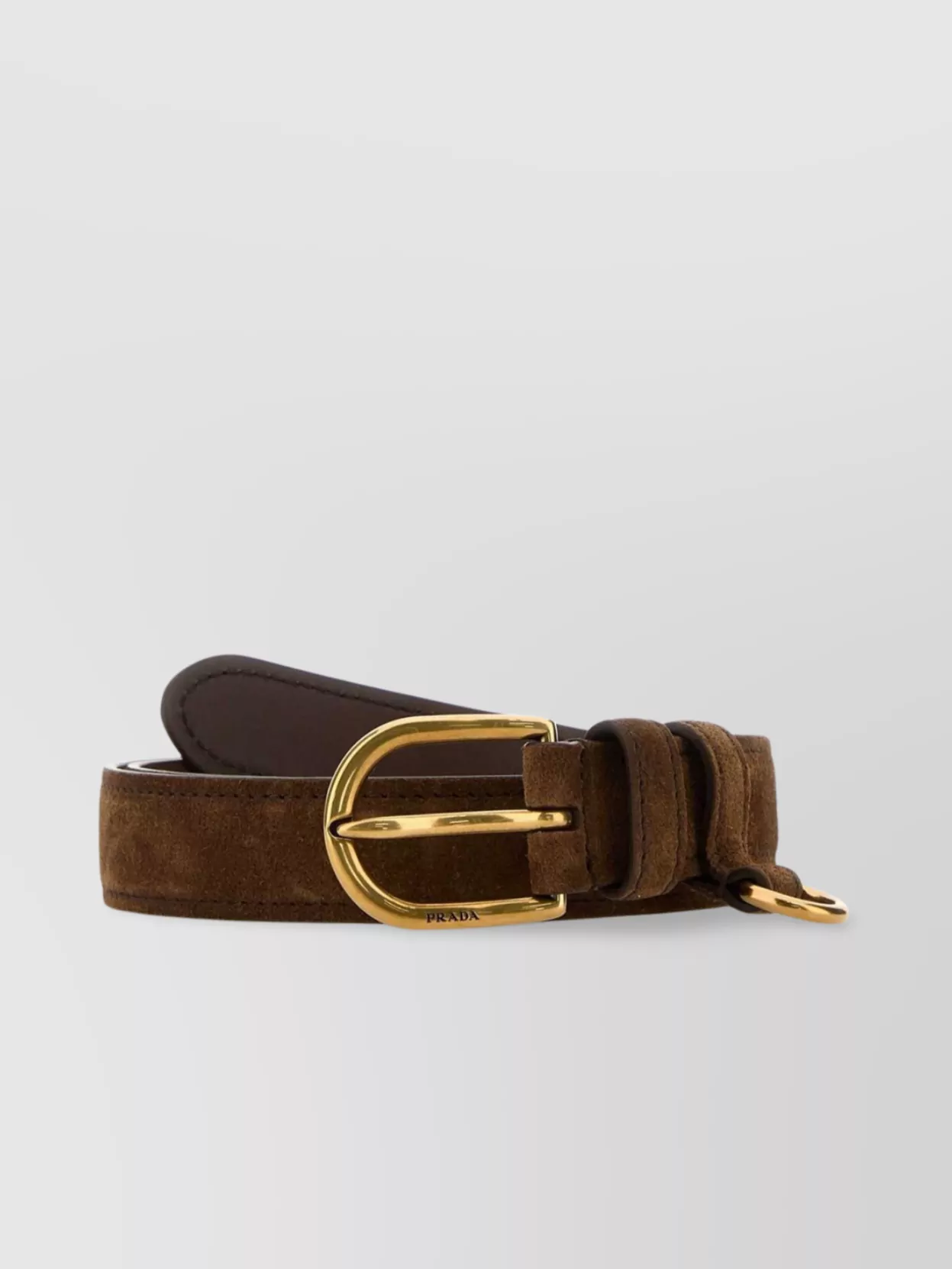 Prada Suede Belt With Adjustable Length And Gold-tone Buckle