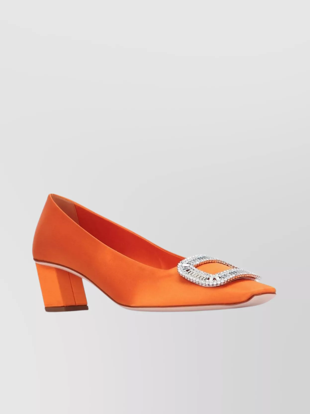 Roger Vivier Crystal Buckle Block Heel Pumps In Orange