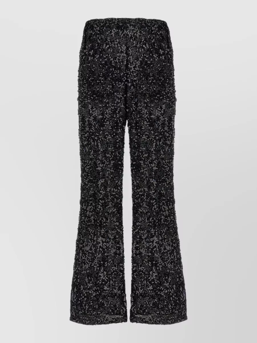 Le Twins Moni High Waist Flared Sequin Pants In Black