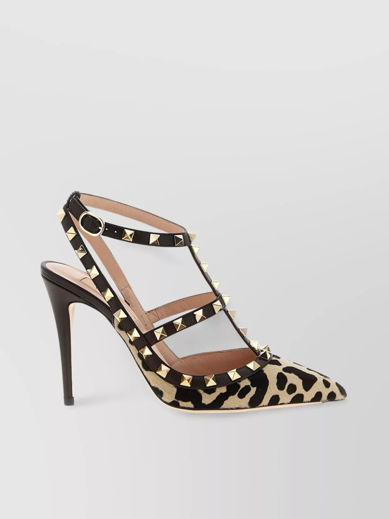Valentino 100mm Rockstud T-strap Pumps In Animal Print