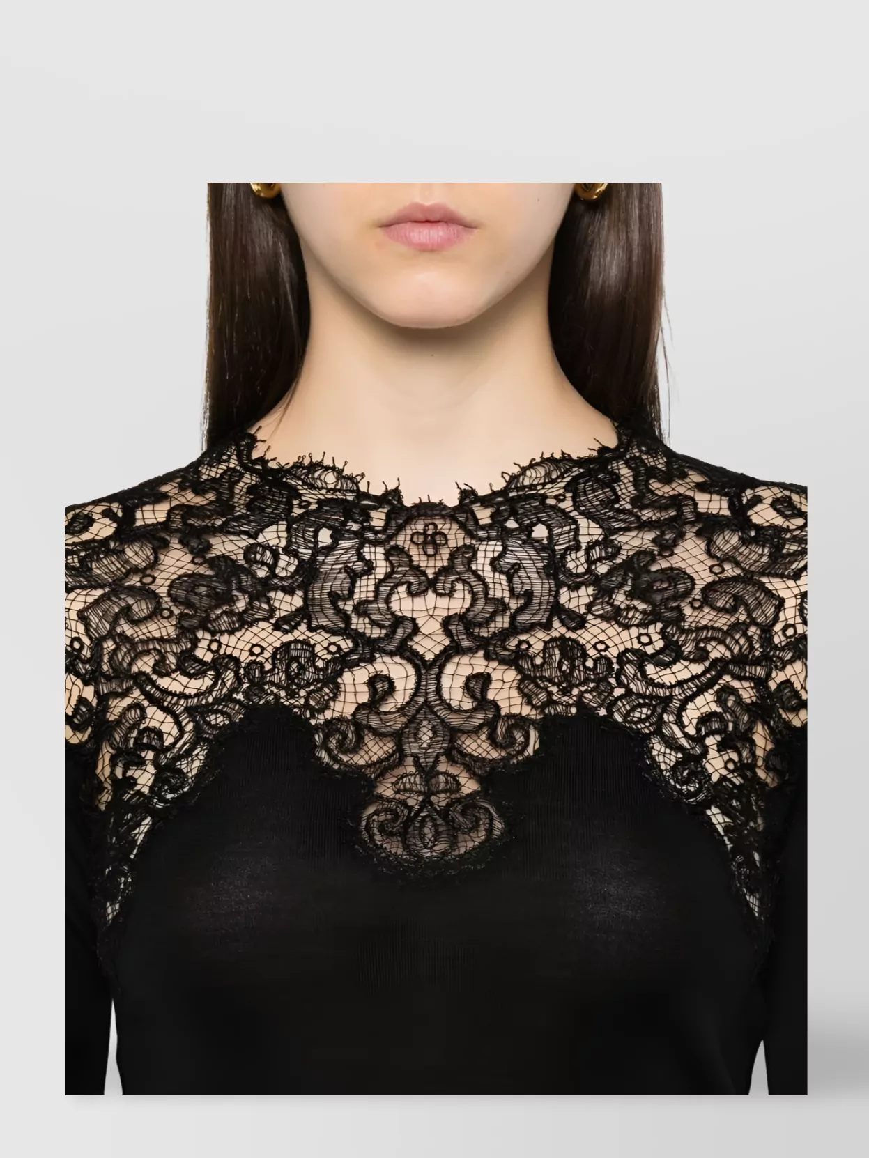 Ermanno Scervino Lace Detailed Wool Sweater