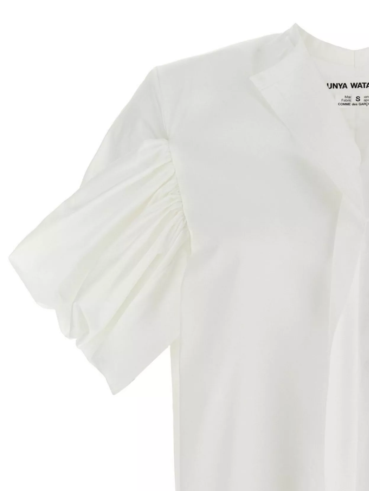 Junya Watanabe Airy Cotton Blouse With Pleated Puff Sleeves