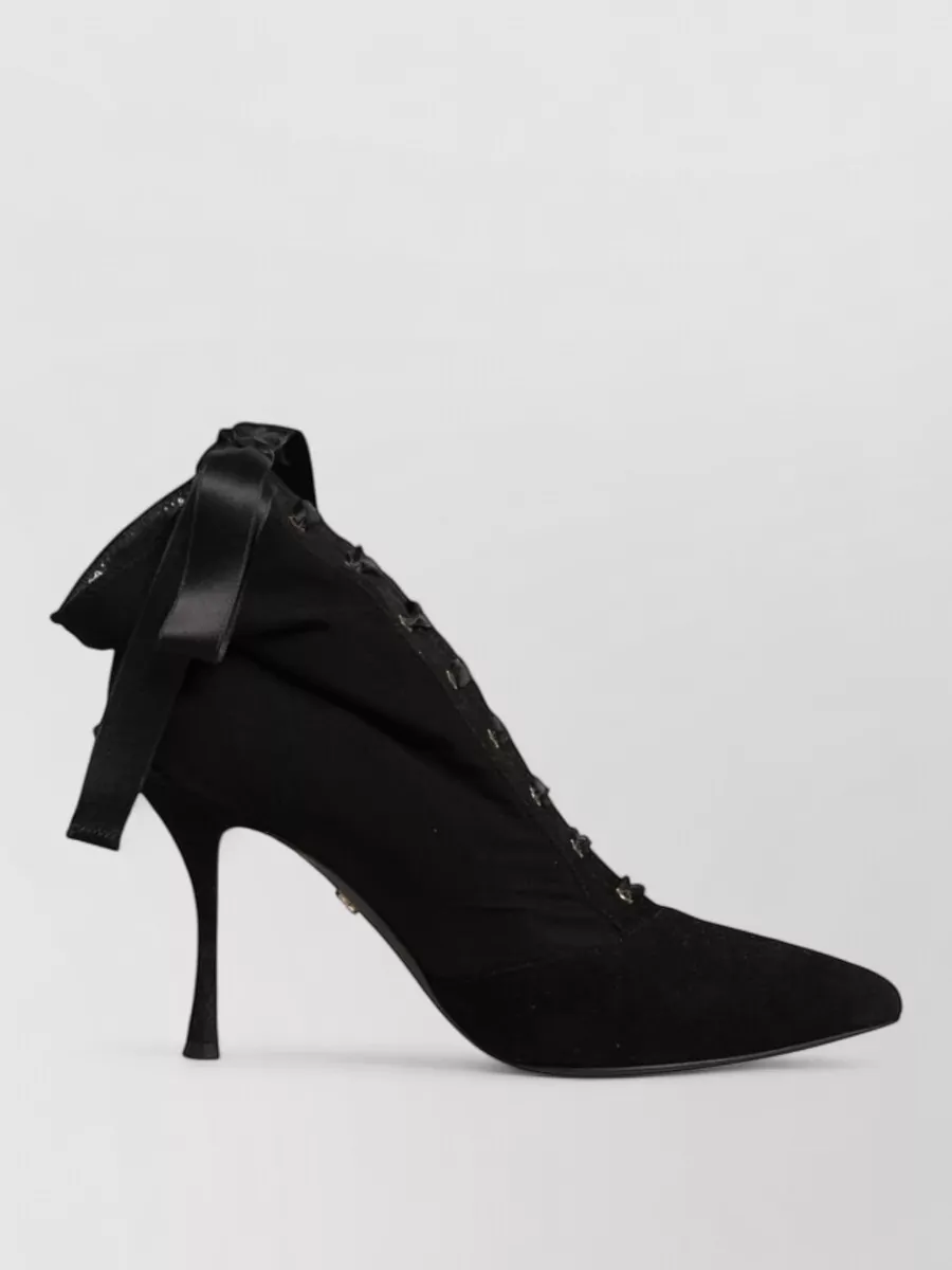 Dolce&Gabbana Leather Lace-Up Stiletto Boots