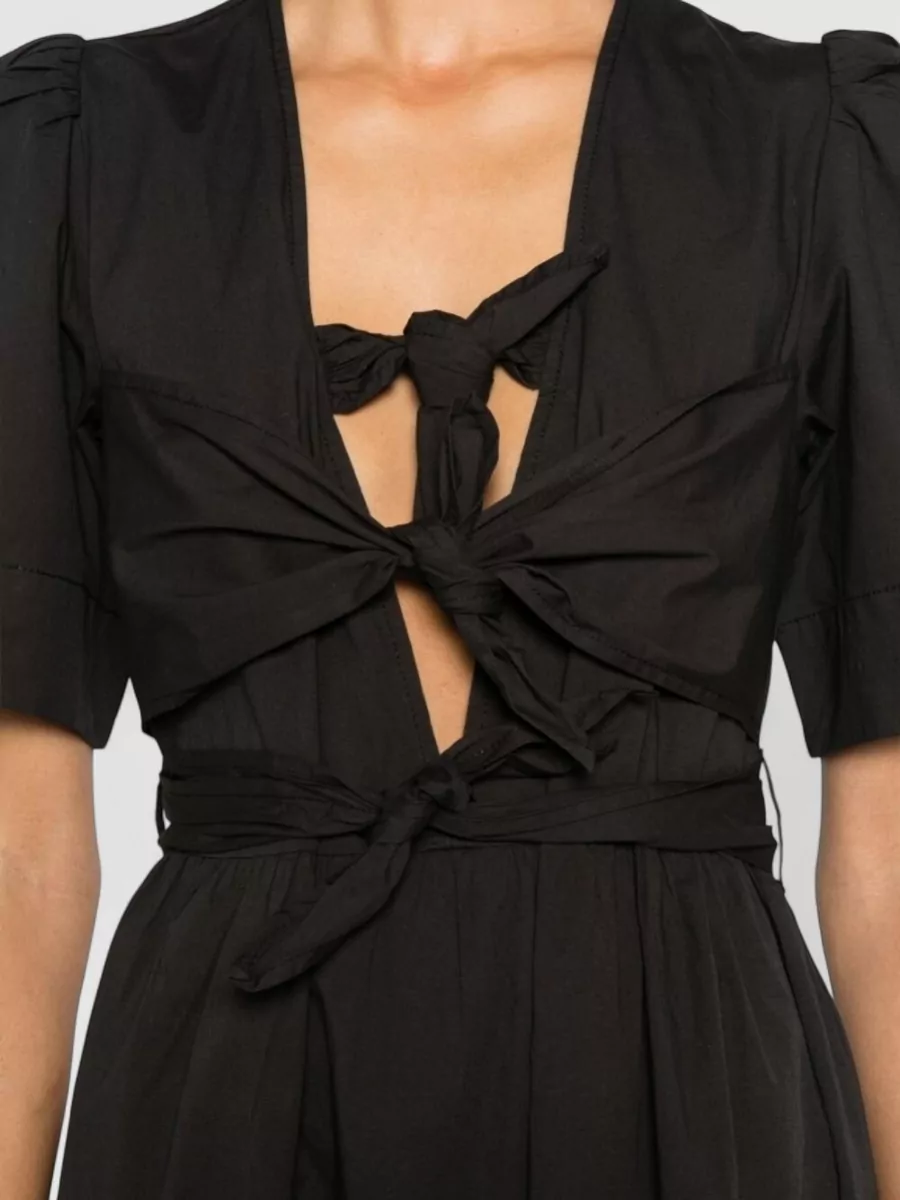 Ganni Organic Cotton Puff-Sleeve Midi Dress