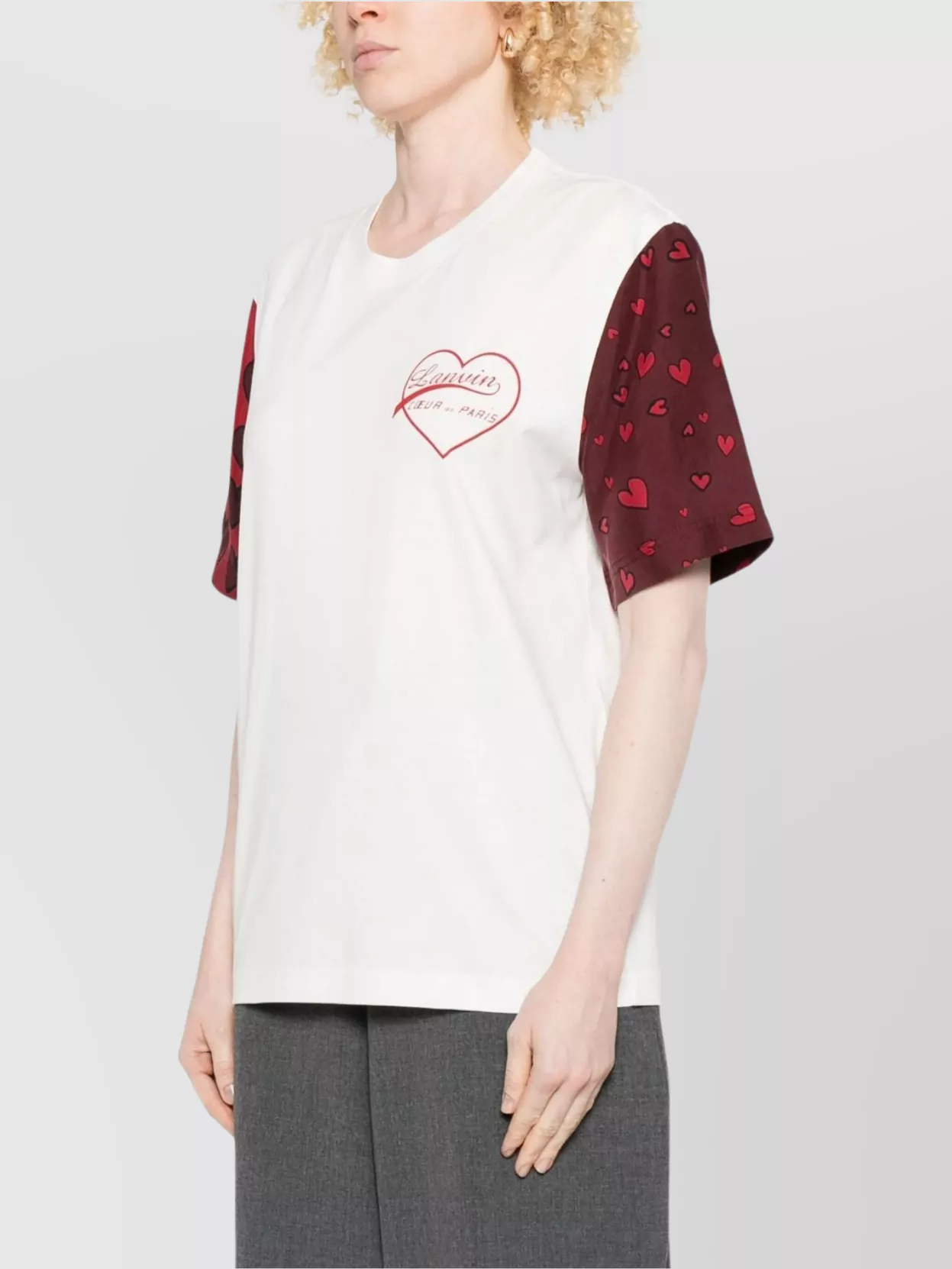 Lanvin Heart Print Short Sleeve Crew Neck Top